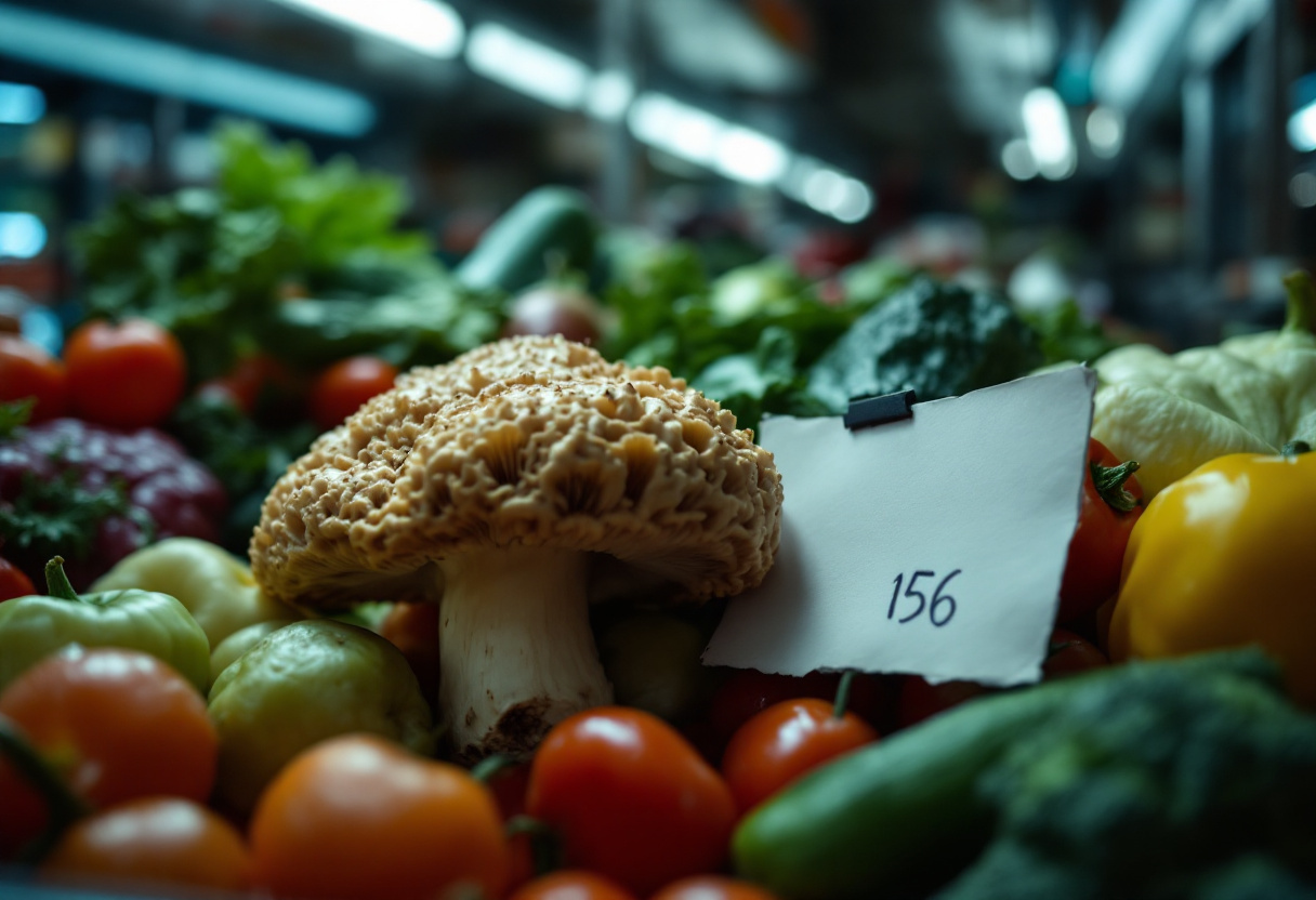 Mushroom in a produce cooler